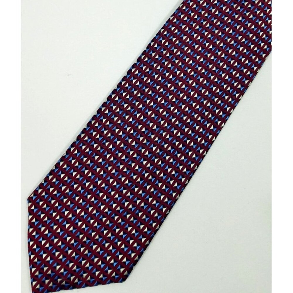 JOS A. BANK Mens Necktie Executive Collection Silk Tie Maroon Blue White